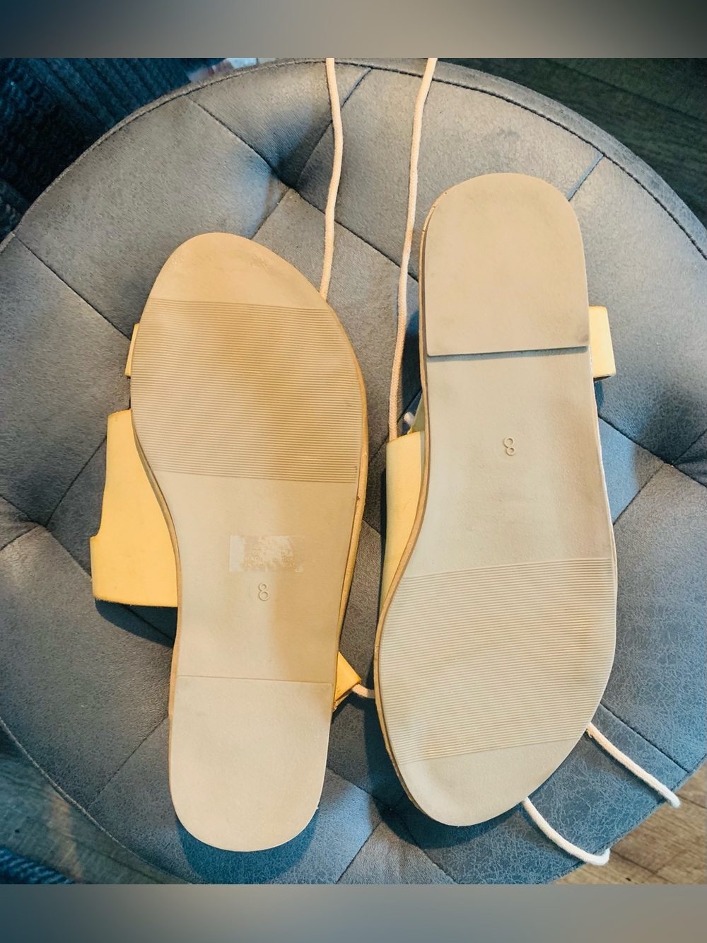 MÍA Yellow Strappy Leather Lace-Up Sandals - Picture 4 of 4